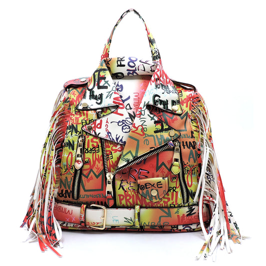 Graffiti Motorcycle Jacket -Multi-Color