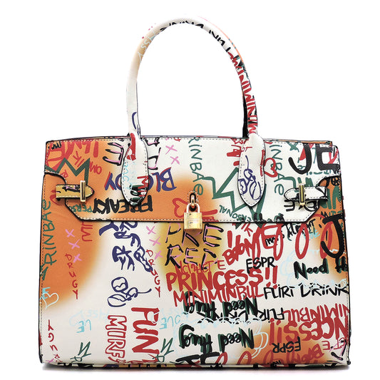 Graffiti Padlock Handbag- Carmel