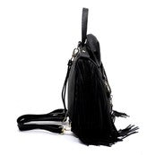 Motorcycle Jacket handbag with fringe-Navy
