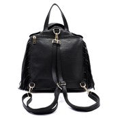 Motorcycle Jacket handbag with fringe-Navy