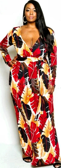 Marlowe Red Fall leaf wrap dress