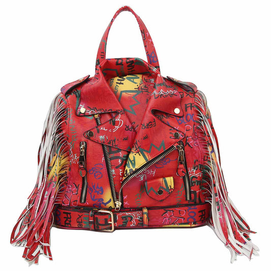 Graffiti Motorcycle Jacket - Red
