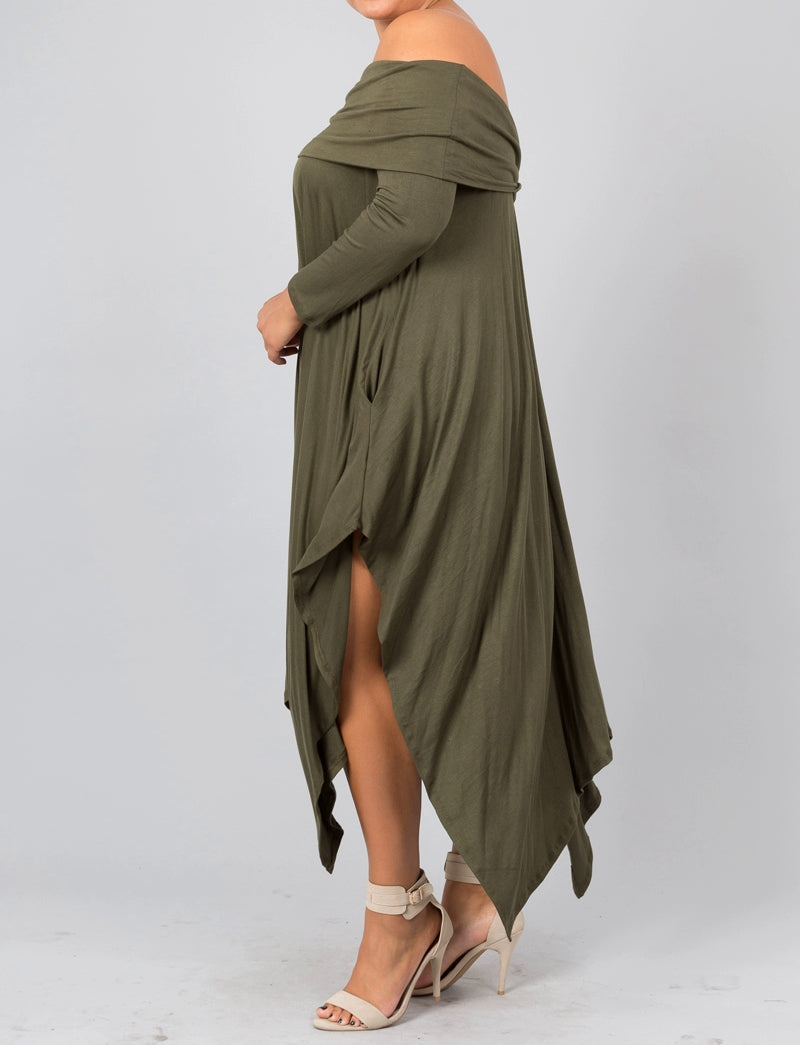 Dawn Handkerchief Long sleeve dress- Olive