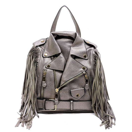 Deep Silver Motorcycle Jacket Handbag