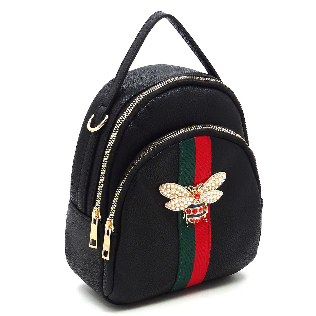 Bee Queen Convertible-Backpack Convertible Graffiti Queen Bee Stripe Backpack Satchel HF  main image 4