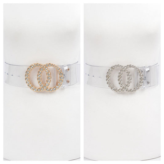 Transparent Circle stone waist belt