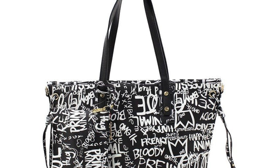 Whats on your mind Tote and Wristlet -Black&White